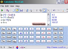 Программируемый калькулятор RichCalc работает не только с цифровыми данными, но также с символьными и логическими Программируемый калькулятор RichCalc работает не только с цифровыми данными, но также с символьными и логическими