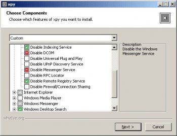 Xpy 0.10.7 – отключение ненужных и небезопасных компонентов Windows XP Xpy 0.10.7 – отключение ненужных и небезопасных компонентов Windows XP